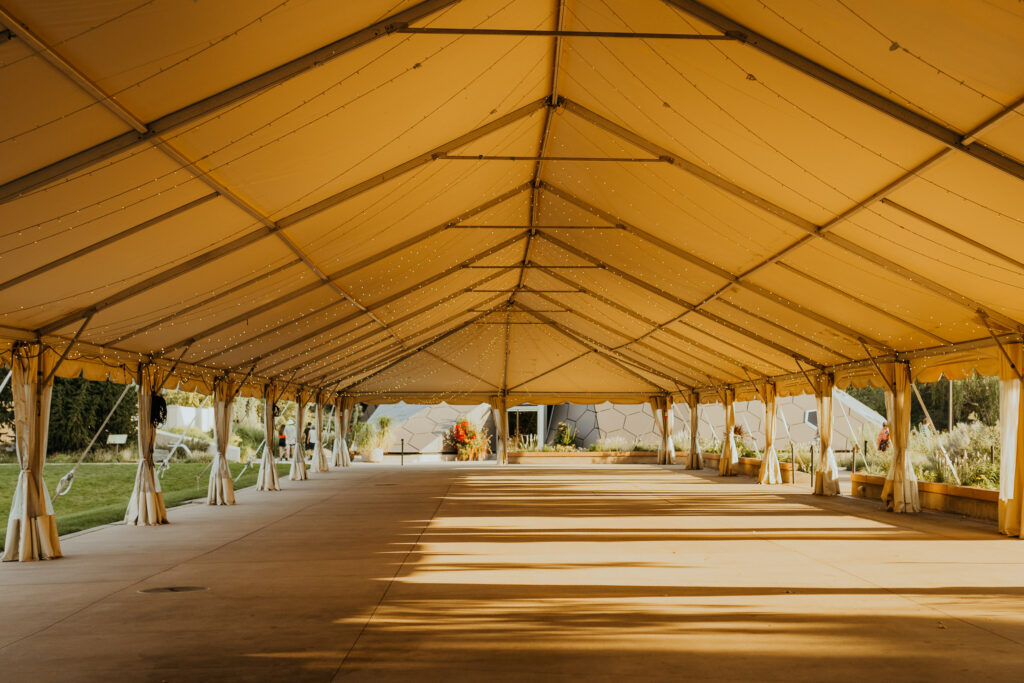 Inside the tent at Denver Botanic Garden's York Street Garden